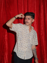Minimal Geometric Print Casual Shirt for Men | Abstract Pattern Half Sleeve Shirt | Modern Summer Fashion Shirt