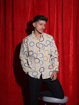 Abstract Circle Print Casual Shirt for Men | Minimal Geometric Full Sleeve Shirt | Artistic Streetwear Fashion Shirt