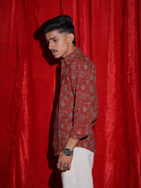 Vintage Floral Print Casual Shirt for Men | Rustic Botanical Full Sleeve Shirt | Retro Statement Fashion Shirt
