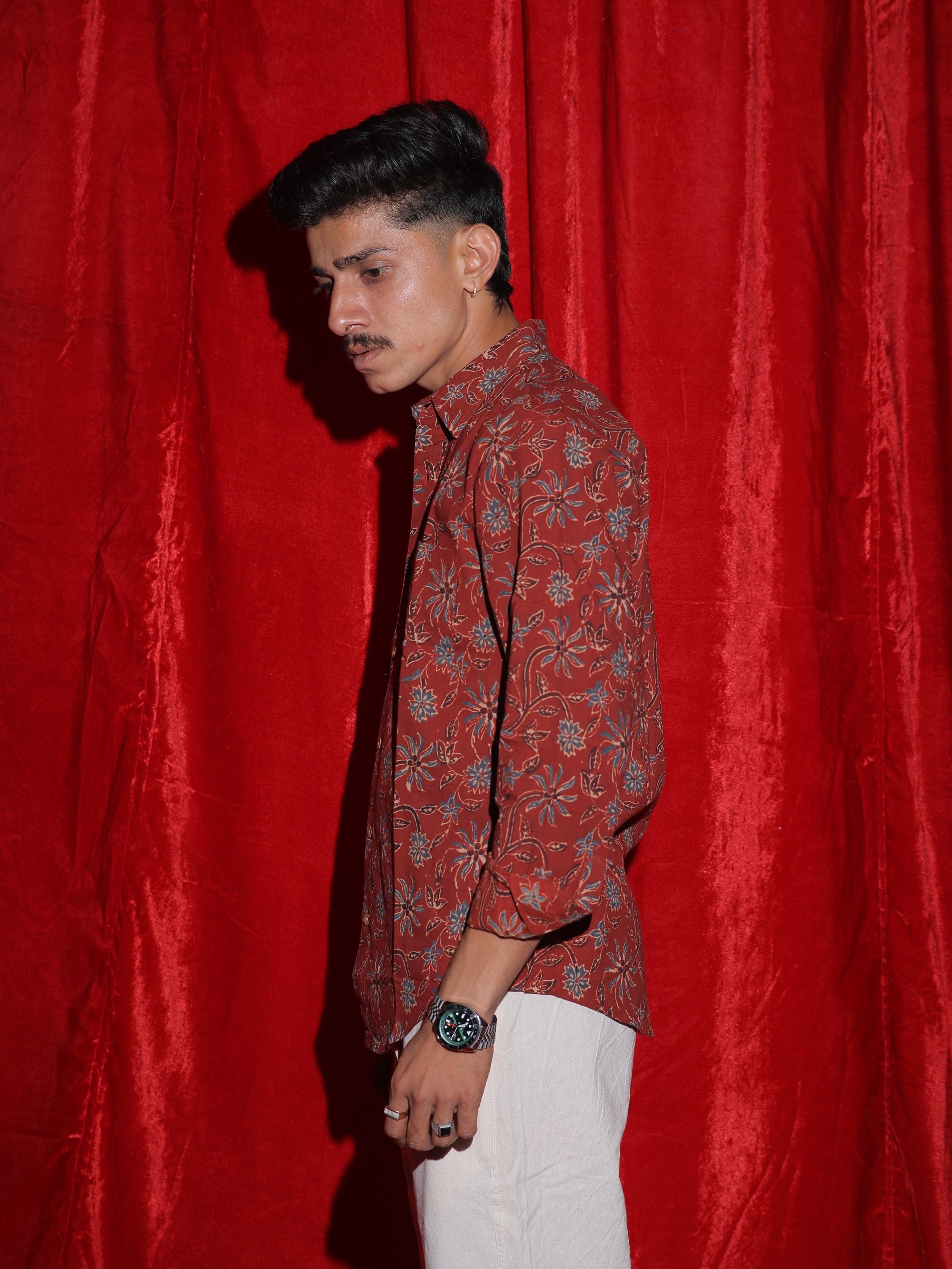Vintage Floral Print Casual Shirt for Men | Rustic Botanical Full Sleeve Shirt | Retro Statement Fashion Shirt