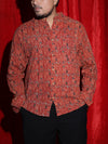 Ethnic Tribal Print Casual Shirt for Men | Rust Red Abstract Full Sleeve Shirt | Indo-Western Statement Fashion Shirt