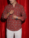 Vintage Floral Print Casual Shirt for Men | Rustic Botanical Full Sleeve Shirt | Retro Statement Fashion Shirt