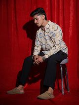 Abstract Circle Print Casual Shirt for Men | Minimal Geometric Full Sleeve Shirt | Artistic Streetwear Fashion Shirt