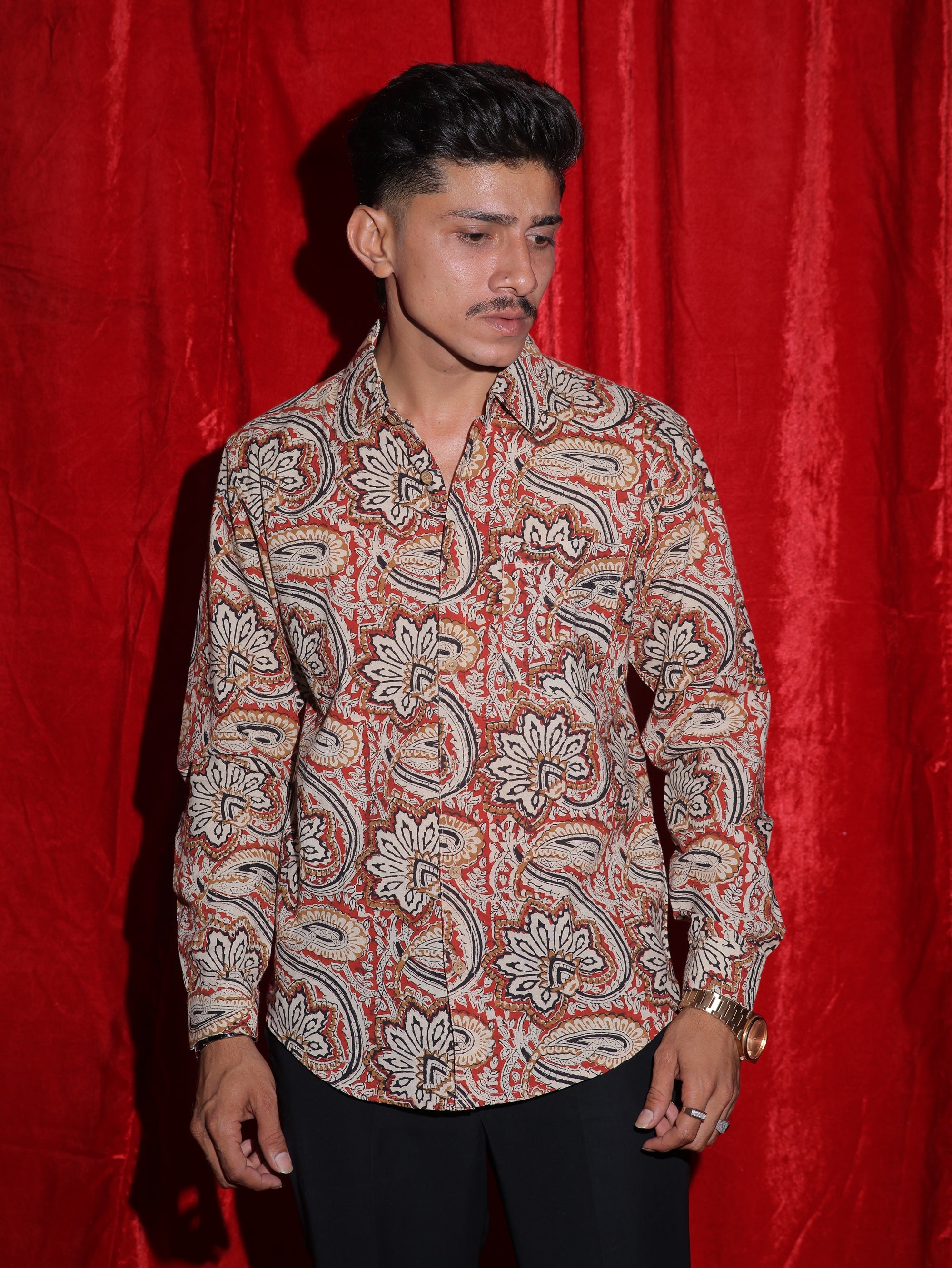 Rustic Paisley Print Premium Casual Shirt for Men | Vintage Floral Pattern Full Sleeve Shirt | Statement Fashion Shir