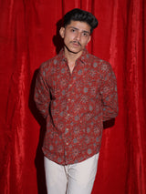 Vintage Floral Print Casual Shirt for Men | Rustic Botanical Full Sleeve Shirt | Retro Statement Fashion Shirt