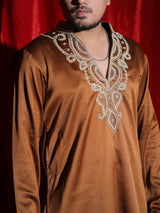 Royal Copper Embroidered Men’s Kurta | Premium Ethnic Festive Wear