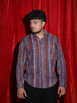 Vintage Multi Stripe Casual Shirt for Men | Retro Vertical Stripe Full Sleeve Shirt | Statement Streetwear Fashion Shirt