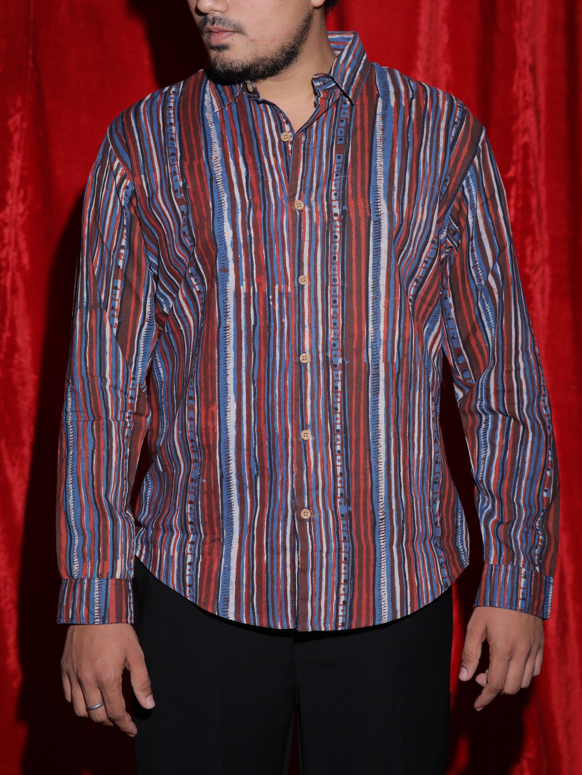 Vintage Multi Stripe Casual Shirt for Men | Retro Vertical Stripe Full Sleeve Shirt | Statement Streetwear Fashion Shirt