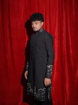 Midnight Black Embroidered Men’s Kurta Set | Luxury Festive Ethnic Wear