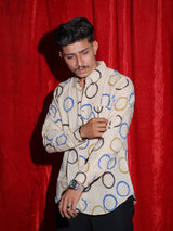 Abstract Circle Print Casual Shirt for Men | Minimal Geometric Full Sleeve Shirt | Artistic Streetwear Fashion Shirt